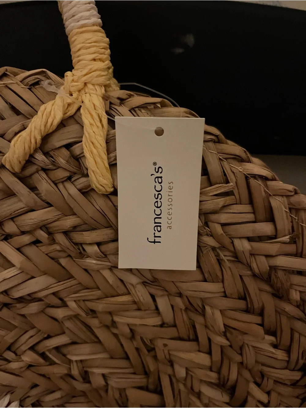 Francesca's straw round tote with daisies - Picture 3 of 9